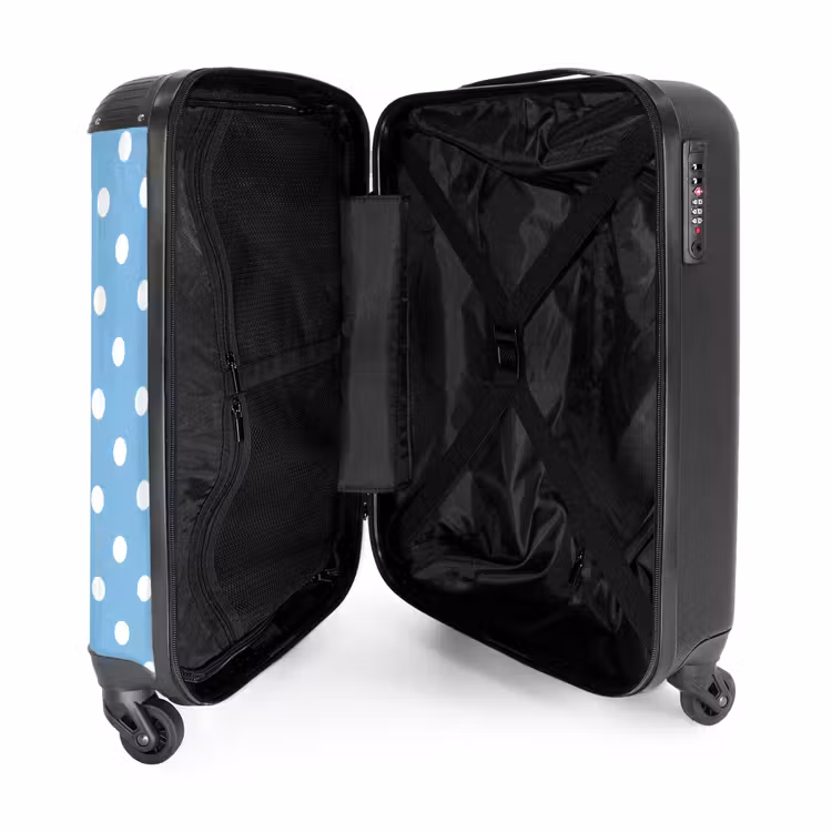 Koffer - Polka – Punkte – Blau - Polka - Dots - Blauw NBS - Handbagage koffer - Vrouwen middel