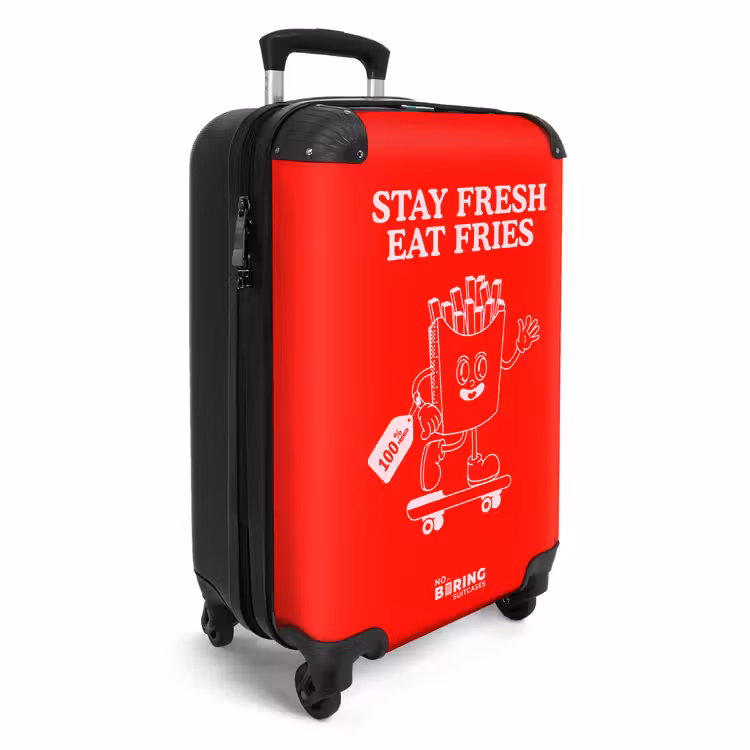 Koffer - Pommes – Rot – Skateboard - Patat - Rood - Skateboard NBS - Handbagage koffer - Volwassenen Unisex middel
