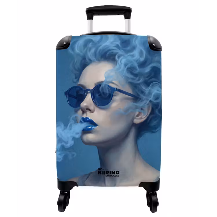 Koffer - Porträt – Sonnenbrille – Rauch – Abstrakt – Blau - Portret - Zonnebril - Rook - Abstract - Blauw NBS - Handbagage koffer - Vrouwen middel