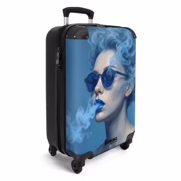 Koffer - Porträt – Sonnenbrille – Rauch – Abstrakt – Blau - Portret - Zonnebril - Rook - Abstract - Blauw NBS - Handbagage koffer - Vrouwen middel
