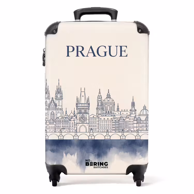 Koffer - Prag – Skyline – Architektur – Blau - Praag - Skyline - Architectuur - Blauw NBS - Handbagage koffer - Volwassenen Unisex middel