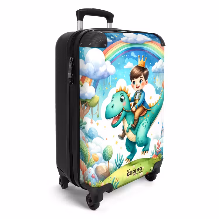 Prins met Kroon op een Groene Dino NBS - Handbagage koffer - Unisex middel -productfoto_3d