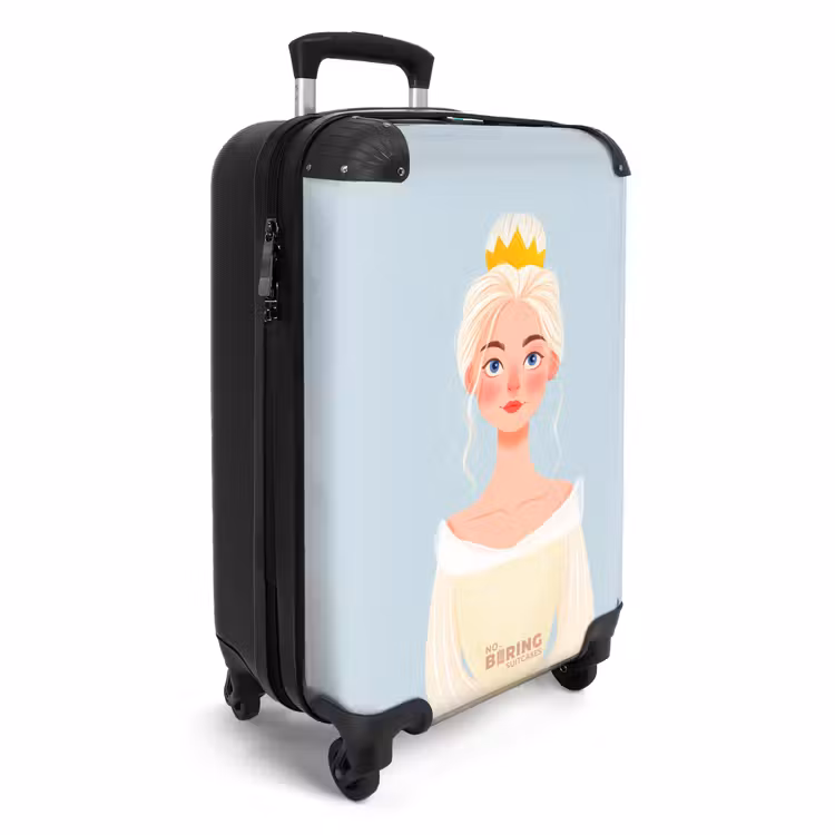 Prinses met een gouden kroon - Blauw NBS - Handbagage koffer - Volwassenen Unisex middel -productfoto_3d