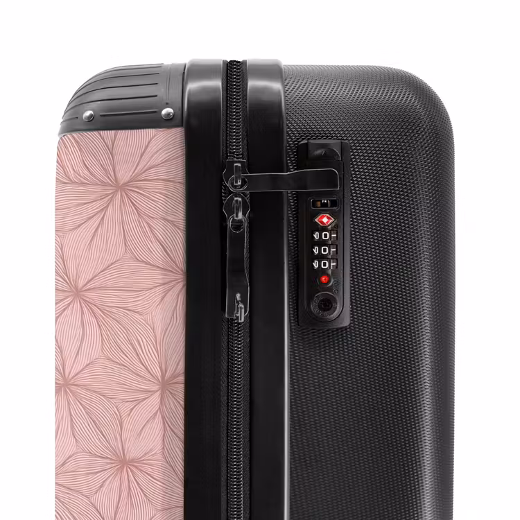 Koffer - Puderrosa – Blumen – Relief – Textur - Poederroze - Bloemen - Reliëf - Textuur NBS - Handbagage koffer - Vrouwen middel