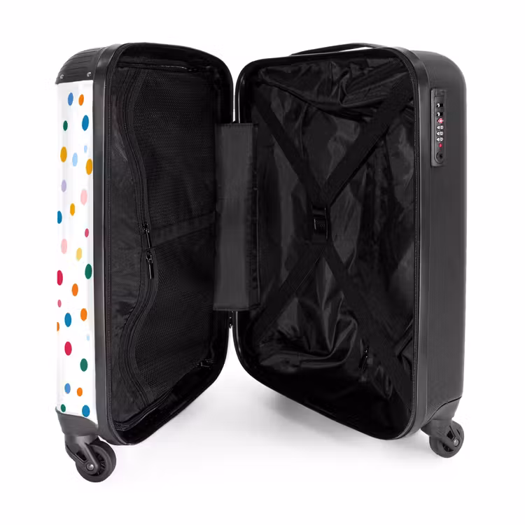 Koffer - Punkte – Verspielt – Bunt - Stippen - Speels - Kleurrijk NBS - Handbagage koffer - Vrouwen middel