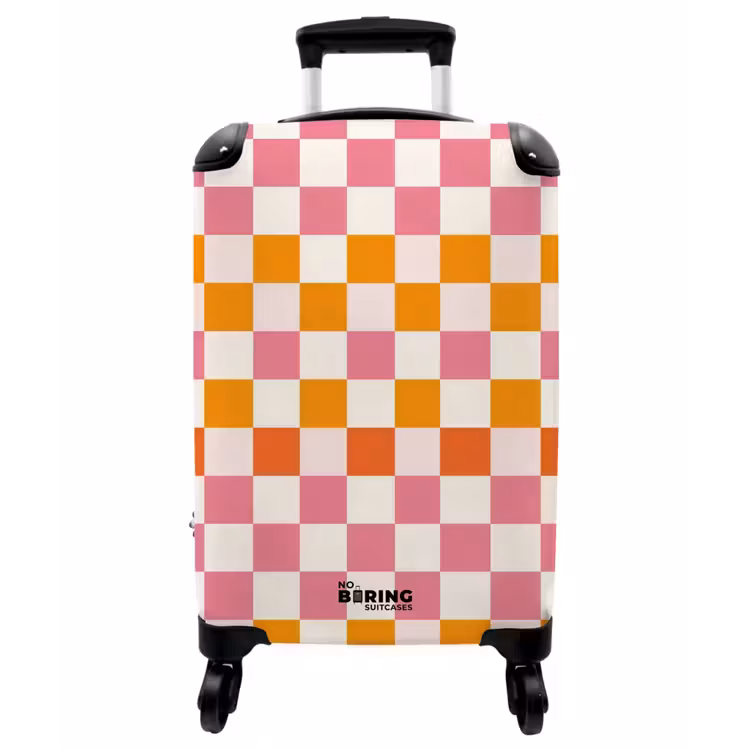 Koffer - Quadrat – Muster – Orange - Vierkant - Patroon - Oranje NBS - Handbagage koffer - Vrouwen middel