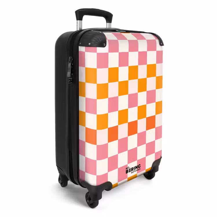 Koffer - Quadrat – Muster – Orange - Vierkant - Patroon - Oranje NBS - Handbagage koffer - Vrouwen middel