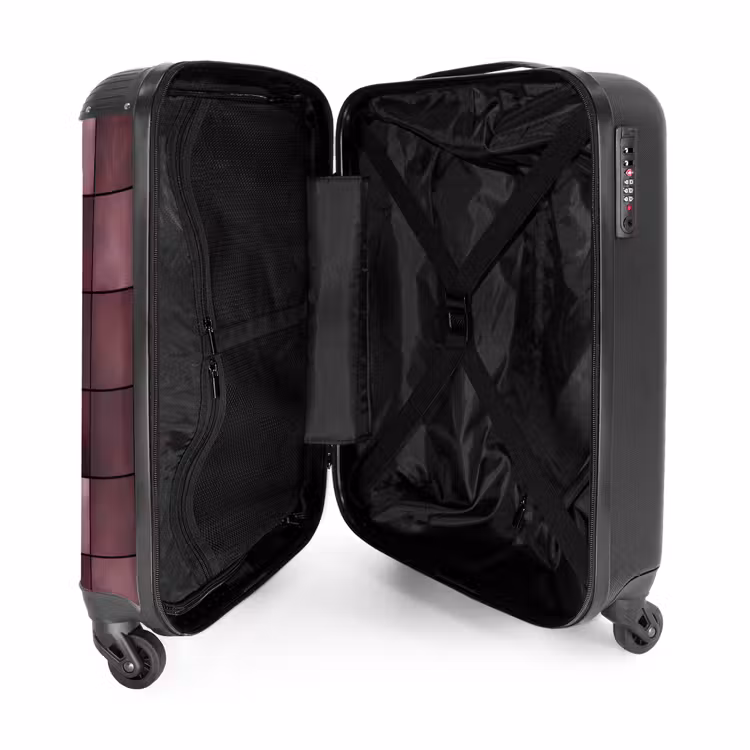 Vierkant - Tegel - Patroon - Paars NBS - Handbagage koffer - Volwassenen Unisex middel -binnenkant