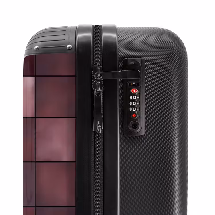 Vierkant - Tegel - Patroon - Paars NBS - Handbagage koffer - Volwassenen Unisex middel -slot