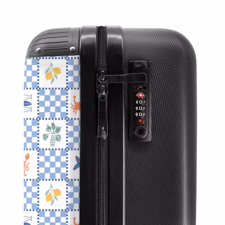 Vierkant zomer print blauw NBS - Handbagage koffer - Volwassenen Unisex middel -slot