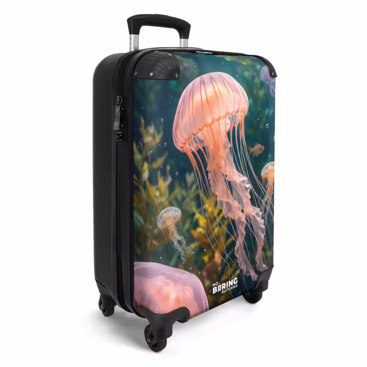 Koffer - Qualle – Rosa – Unterwasser – Meeresleben – Tiere - Kwal - Roze - Onderwater - Zeeleven - Dieren NBS - Handbagage koffer - Volwassenen Unisex middel