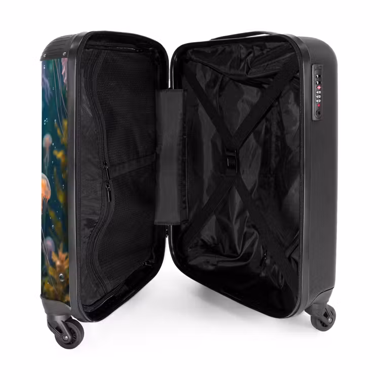 Koffer - Qualle – Rosa – Unterwasser – Meeresleben – Tiere - Kwal - Roze - Onderwater - Zeeleven - Dieren NBS - Handbagage koffer - Volwassenen Unisex middel