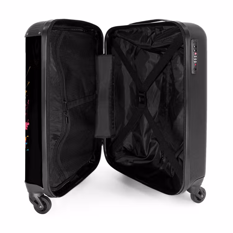 Radio met kleurrijke verf NBS - Handbagage koffer - Unisex middel -binnenkant