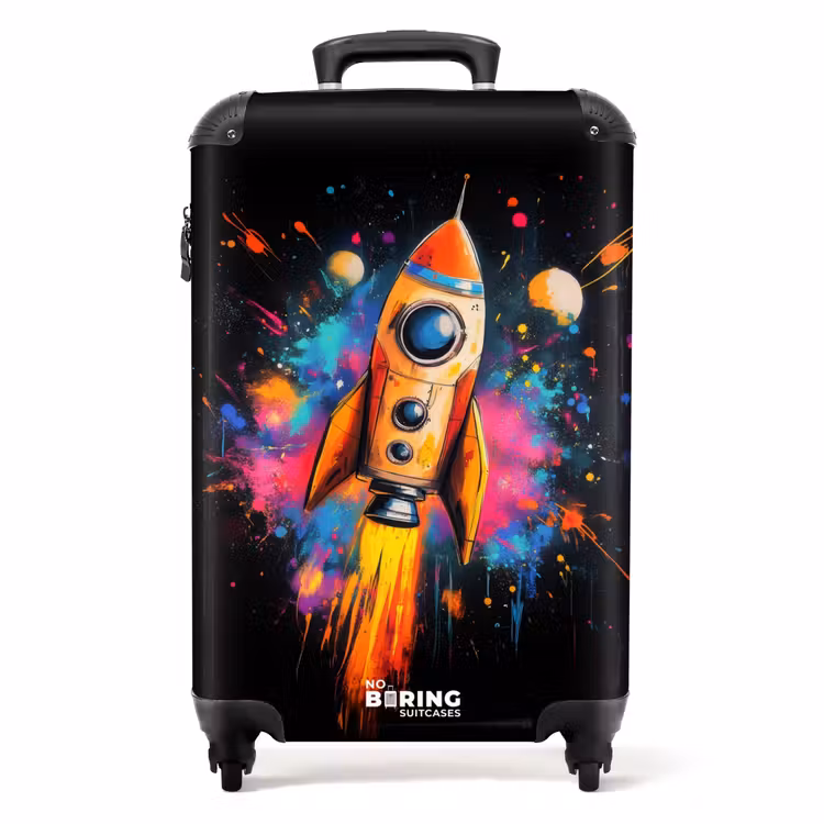 Raket in de ruimte met graffiti NBS - Handbagage koffer - Unisex middel -productfoto_recht