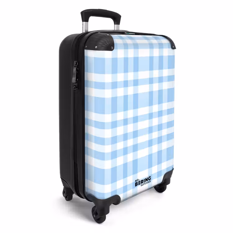 Koffer - Raute – Muster – Blau - Ruit - Patroon - Blauw NBS - Handbagage koffer - Vrouwen middel