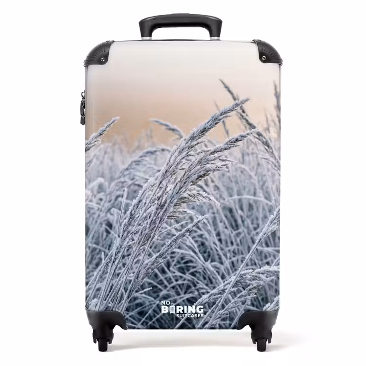 Koffer - Reif – Gras – Kristalle – Winter – Minimalistisch - Rijp - Gras - Kristallen - Winter - Minimalistisch NBS - Handbagage koffer - Volwassenen Unisex middel