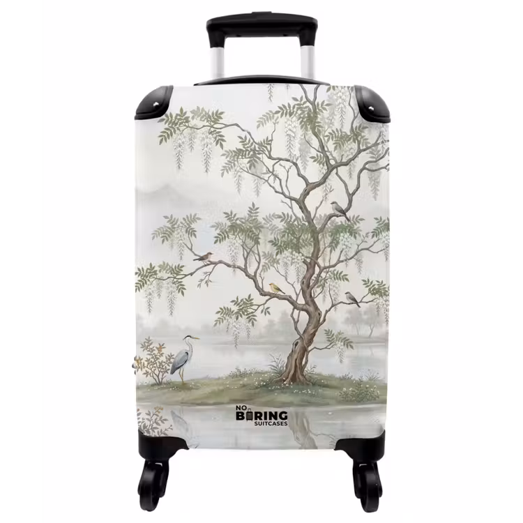 Koffer - Reiher – Landschaft – Grün - Reiger - Landschap - Groen NBS - Handbagage koffer - Vrouwen middel