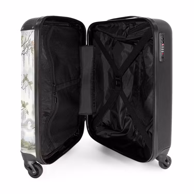 Koffer - Reiher – Landschaft – Grün - Reiger - Landschap - Groen NBS - Handbagage koffer - Vrouwen middel