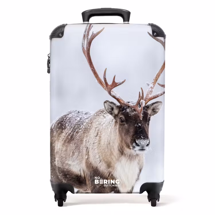 Koffer - Rentier – Geweih – Tundra – Schnee – Wild - Rendier - Gewei - Toendra - Sneeuw - Wild NBS - Handbagage koffer - Volwassenen Unisex middel