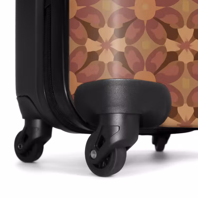 Koffer - Retro – Blumen – Braun - Retro - Bloemen - Bruin NBS - Handbagage koffer - Vrouwen middel
