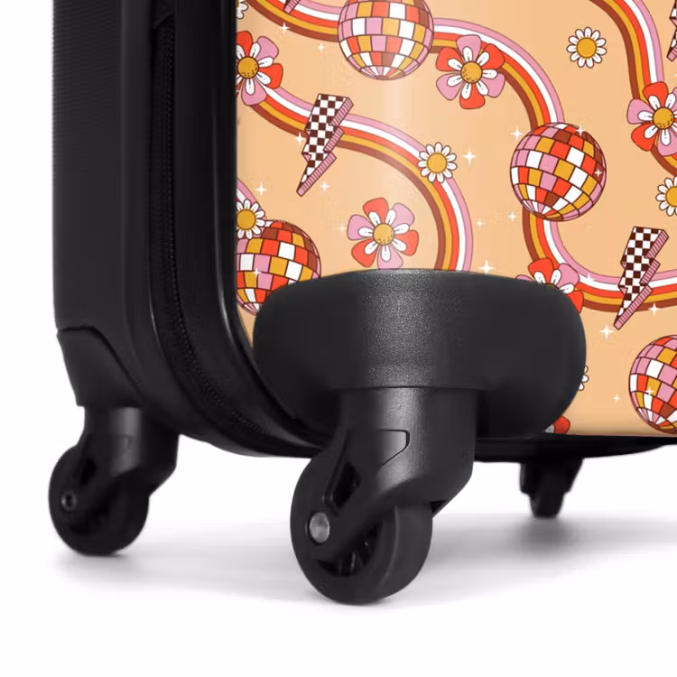Retro disco 70s bloem patroon kleurrijk NBS - Handbagage koffer - Volwassenen Unisex middel -wiel