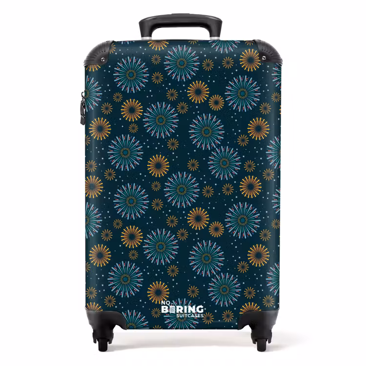 Retro disco 70s vuurwerk patroon kleurrijk NBS - Handbagage koffer - Volwassenen Unisex middel -productfoto_recht