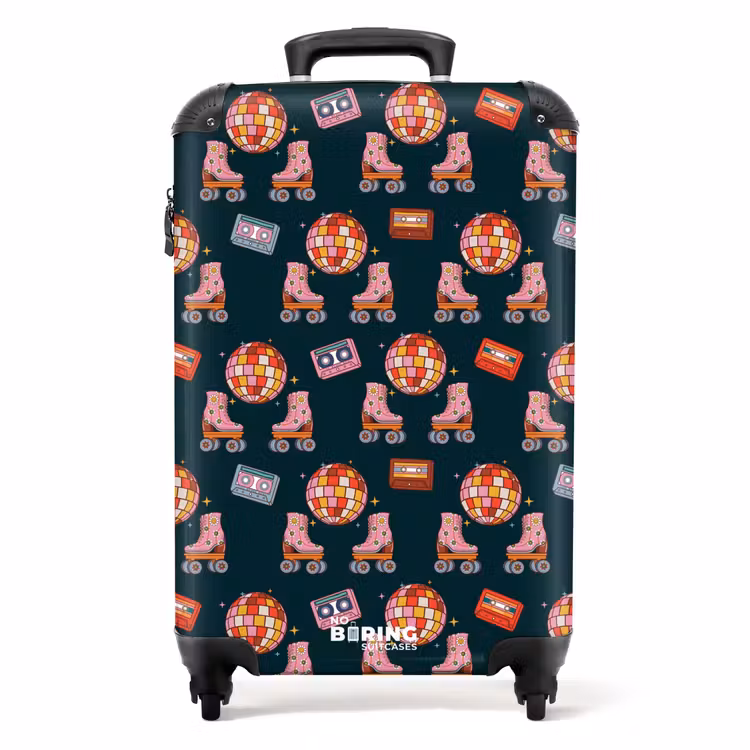 Retro disco 70s patroon kleurrijk NBS - Handbagage koffer - Volwassenen Unisex middel -productfoto_recht