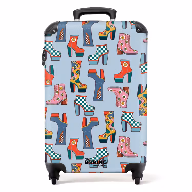 Retro disco 70s laarzen patroon kleurrijk NBS - Handbagage koffer - Volwassenen Unisex middel -productfoto_recht