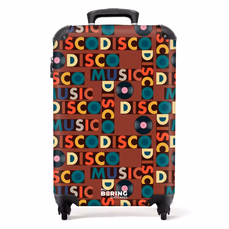 Retro disco 70s tekst patroon kleurrijk NBS - Handbagage koffer - Volwassenen Unisex middel -productfoto_recht