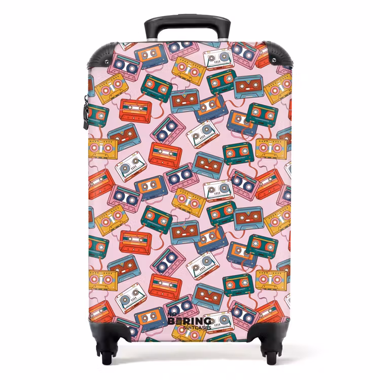 Retro disco cassettes patroon kleurrijk NBS - Handbagage koffer - Volwassenen Unisex middel -productfoto_recht