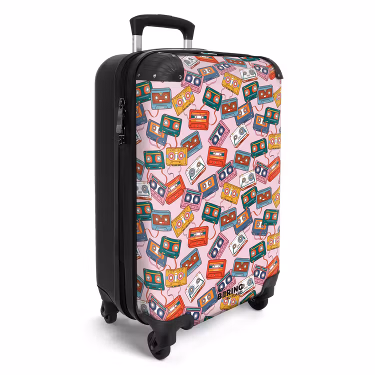 Retro disco cassettes patroon kleurrijk NBS - Handbagage koffer - Volwassenen Unisex middel -productfoto_3d