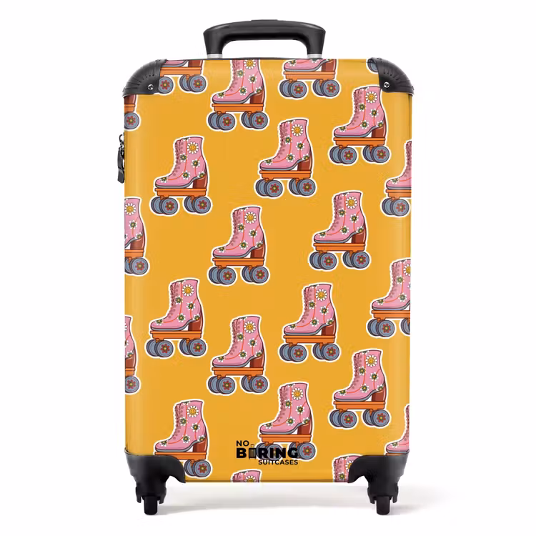 Retro disco rolschaatsen patroon kleurrijk NBS - Handbagage koffer - Volwassenen Unisex middel -productfoto_recht