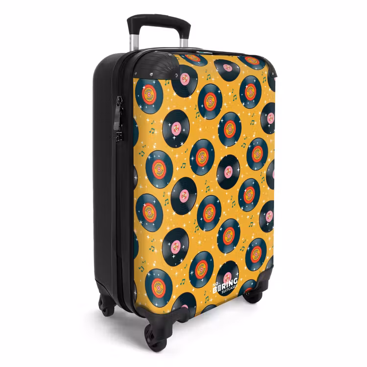Retro disco platen patroon kleurrijk NBS - Handbagage koffer - Volwassenen Unisex middel -productfoto_3d