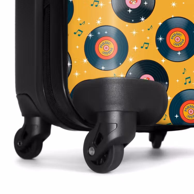 Retro disco platen patroon kleurrijk NBS - Handbagage koffer - Volwassenen Unisex middel -wiel