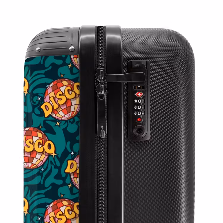 Retro disco wave bal patroon kleurrijk NBS - Handbagage koffer - Volwassenen Unisex middel -slot