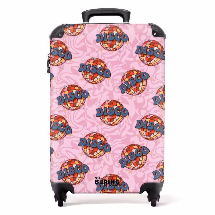 Retro discobal patroon roze NBS - Handbagage koffer - Volwassenen Unisex middel -productfoto_recht