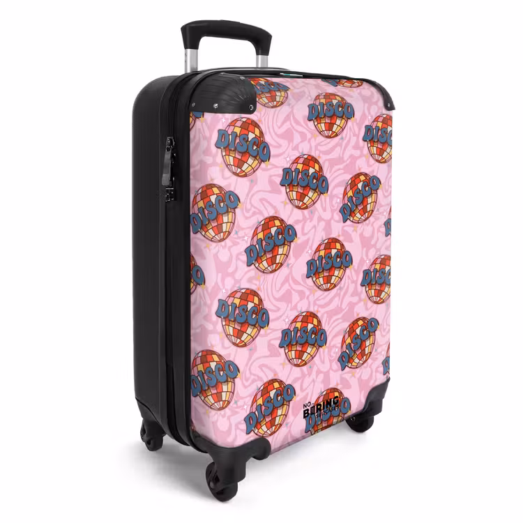 Retro discobal patroon roze NBS - Handbagage koffer - Volwassenen Unisex middel -productfoto_3d