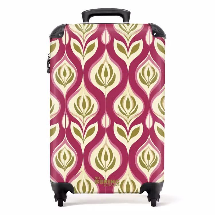 Retro - Floraal - Paars NBS - Handbagage koffer - Volwassenen Unisex middel -productfoto_recht