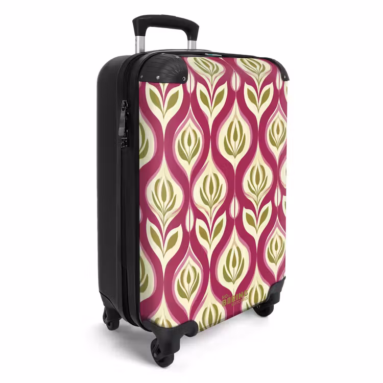 Retro - Floraal - Paars NBS - Handbagage koffer - Volwassenen Unisex middel -productfoto_3d