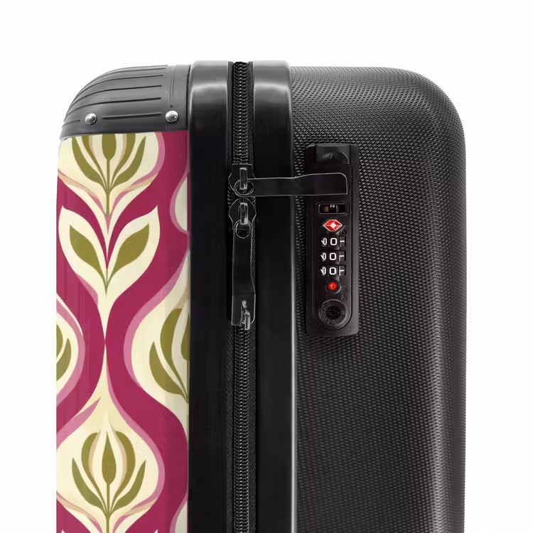 Retro - Floraal - Paars NBS - Handbagage koffer - Volwassenen Unisex middel -slot