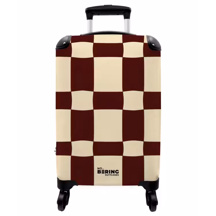 Koffer - Retro – Muster – Braun - Retro - Patroon - Bruin NBS - Handbagage koffer - Vrouwen middel