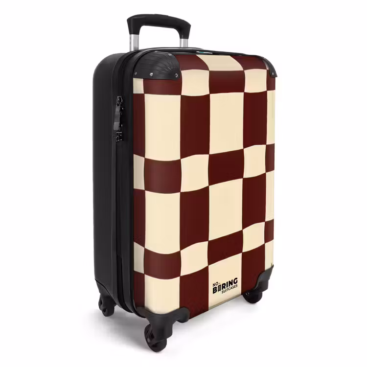 Koffer - Retro – Muster – Braun - Retro - Patroon - Bruin NBS - Handbagage koffer - Vrouwen middel