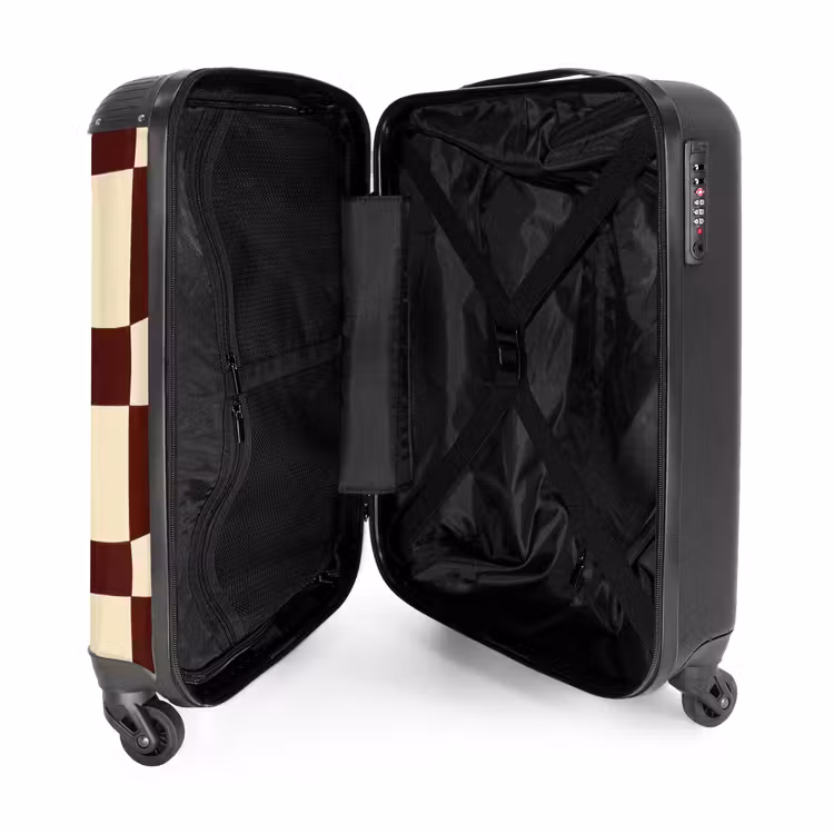 Koffer - Retro – Muster – Braun - Retro - Patroon - Bruin NBS - Handbagage koffer - Vrouwen middel