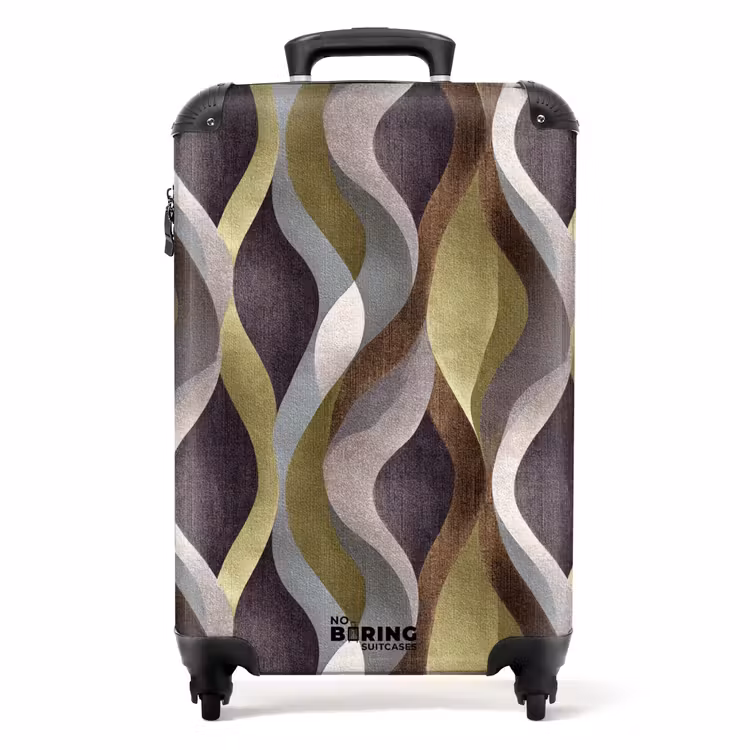 Koffer - Retro - Orbits - Bunt - Retro - Banen - Kleurrijk NBS - Handbagage koffer - Volwassenen Unisex middel