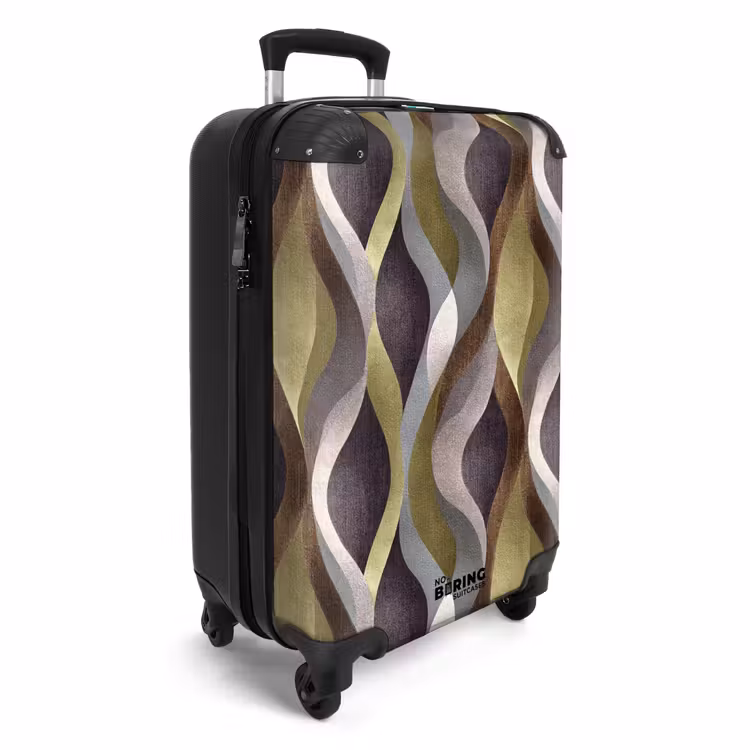 Koffer - Retro - Orbits - Bunt - Retro - Banen - Kleurrijk NBS - Handbagage koffer - Volwassenen Unisex middel