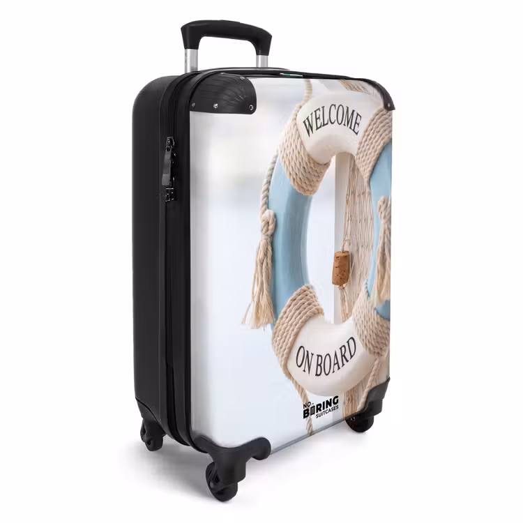 Koffer - Rettungsring – Maritime Artikel – Willkommen – Blau – Weiß - Reddingsboei - Maritiem - Welkom - Blauw - Wit NBS - Handbagage koffer - Volwassenen Unisex middel