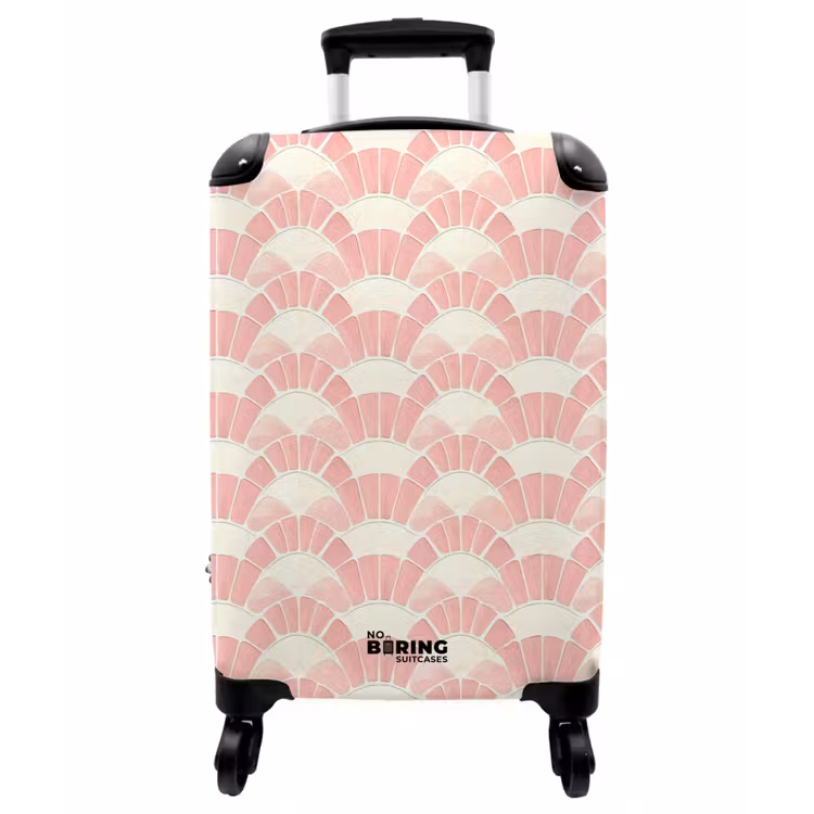 Koffer - Rosa – Fächer – Mosaik – Muster - Roze - Waaiers - Mozaïek - Patroon NBS - Handbagage koffer - Vrouwen middel
