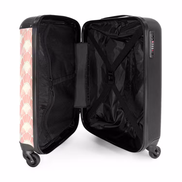 Koffer - Rosa – Fächer – Mosaik – Muster - Roze - Waaiers - Mozaïek - Patroon NBS - Handbagage koffer - Vrouwen middel
