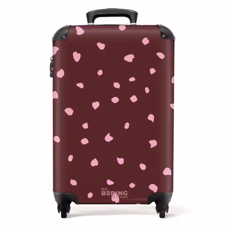 Roze vlekken op bordeaux gekleurde achtergrond NBS - Handbagage koffer - Kinderen Unisex middel -productfoto_recht