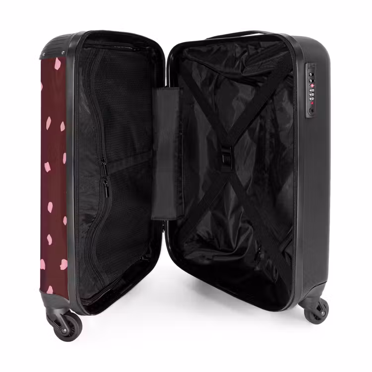 Roze vlekken op bordeaux gekleurde achtergrond NBS - Handbagage koffer - Kinderen Unisex middel -binnenkant